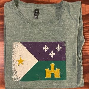 Green Mardi Gras Acadian Flag shirt